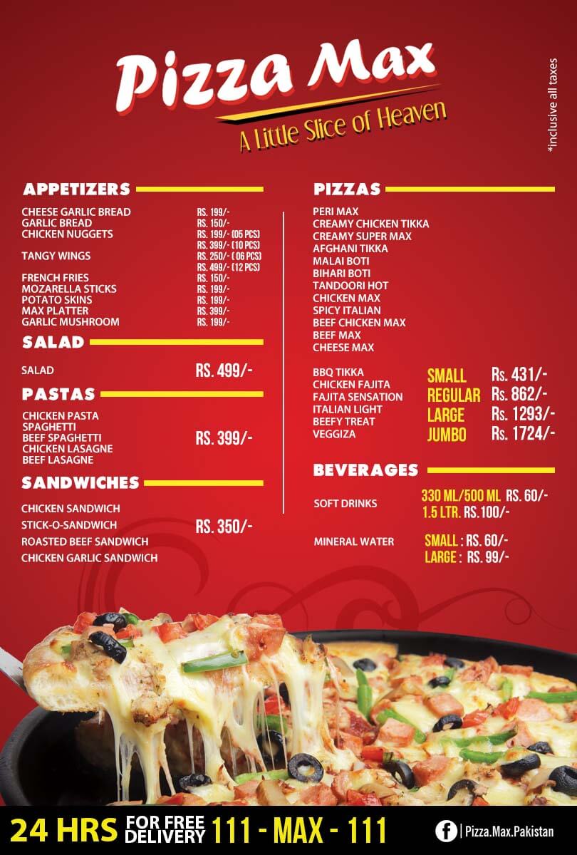 Pizza Max Karachi Menu